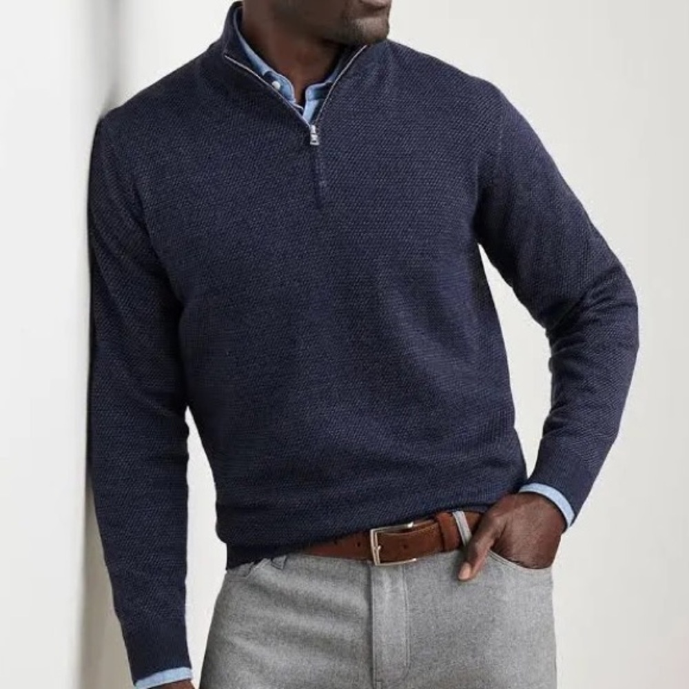 Peter Millar Merino Wool Quarter Zip Sweater •  Lightweight • All Seasons